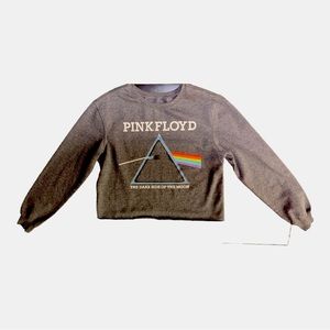 Pink Floyd Charcoal gray - Crop Dark side of the moon Sweatshirt - Womens Medium